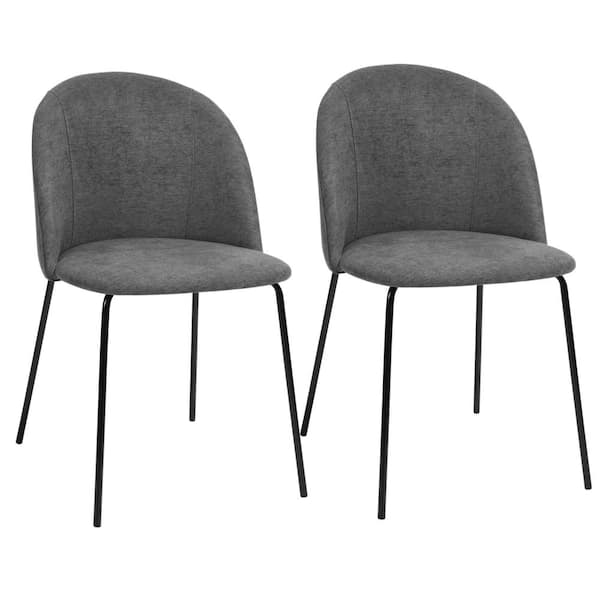 Puzzle Grey Fabric Upholstered Side Dining Chairs (Set of 2)