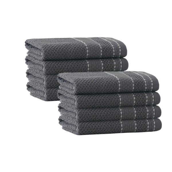 Enchante Home Monroe 8-Pieces Anthracite Turkish Cotton Wash Towels