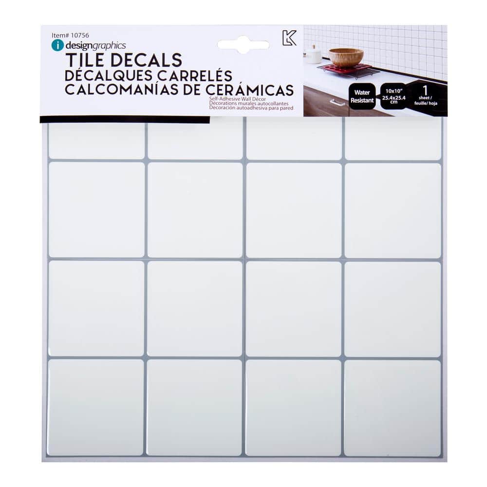 White Self-Adhesive Interlocking PVC Wall Tiles, 10x10