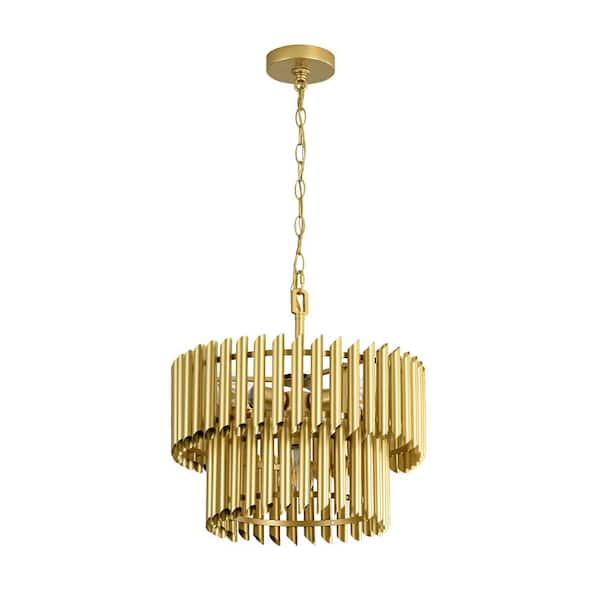 Y'INSP 4-Light Gold Modern Circular Chandelier Creative Ceiling-Light for Kitchen Island with No Bulbs Included