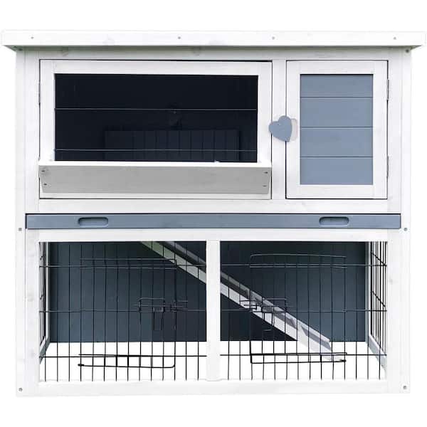 Outdoor Wooden 2-Story Rabbit Hutch