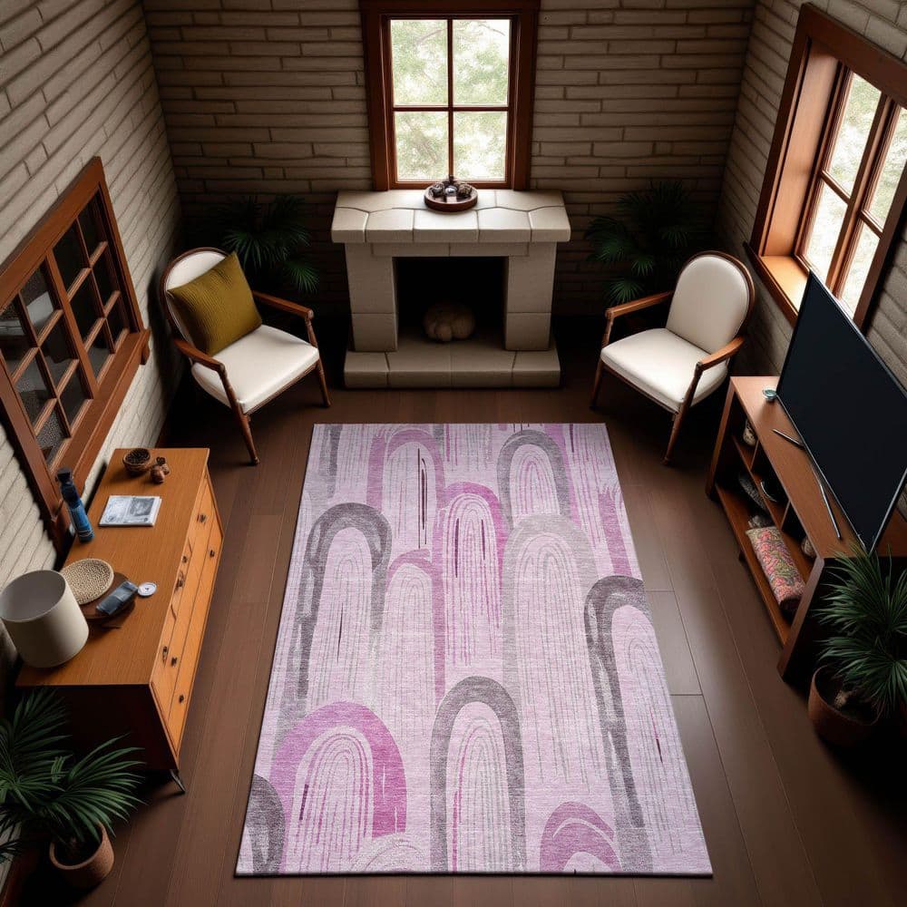 Mayfield Premium Machine Washable Abstract AMF1588 Pink 10 ft. x 14 ft. Area Rug price history on PriceWatchPro