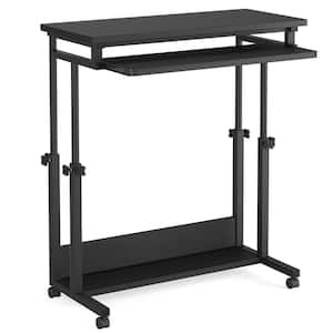 Moronia 31.5 in. Black Portable Laptop Desk H Adjustable Laptop Rolling Table with Keyboard Tray on Wheels
