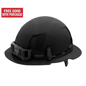 BOLT Black Type 1 Class C Full Brim Vented Hard Hat with 6-Point Ratcheting Suspension