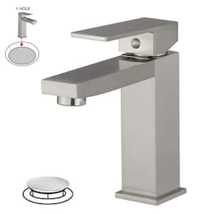 Single Hole Single-Handle Bathroom Faucet in Brushed Nickel