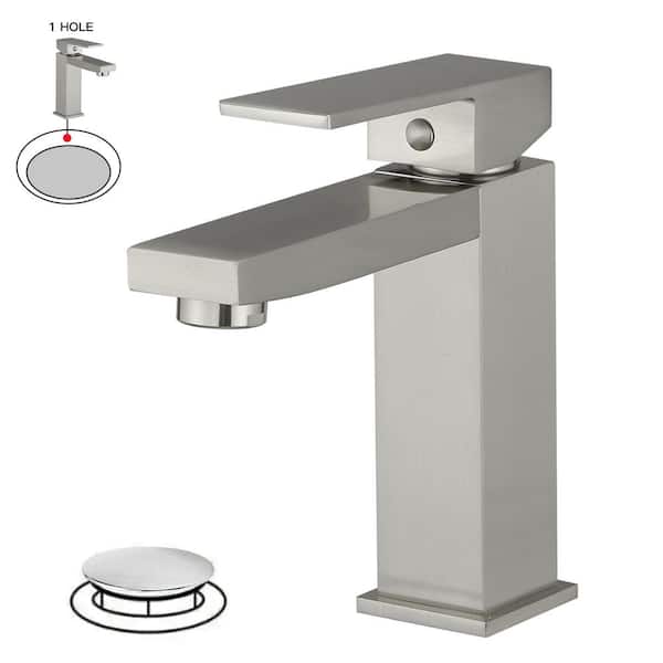BWE Single Hole Single-Handle Bathroom Faucet in Brushed Nickel
