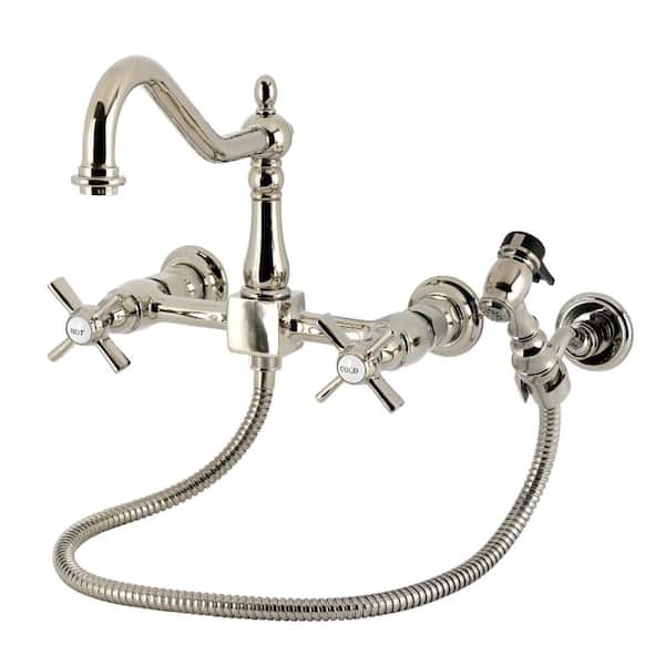 Millennium 2-Handle Wall Mount Standard Kitchen Faucet in Polished Nickel