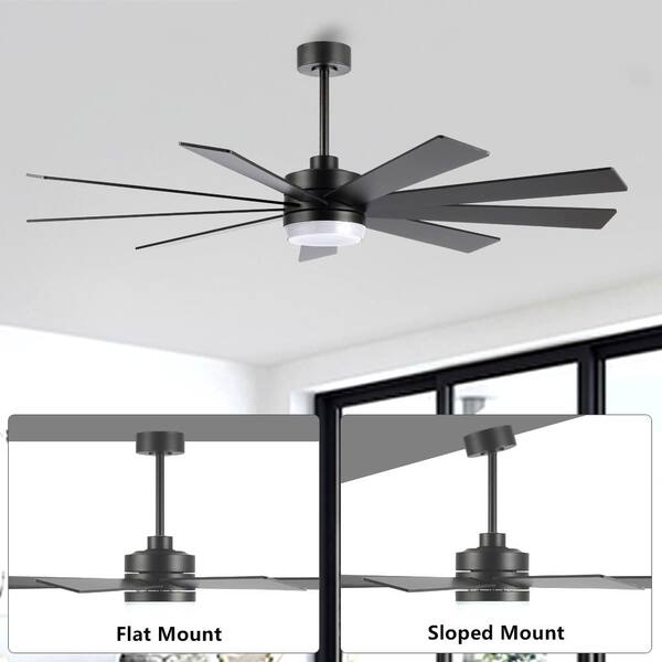 WINGBO 84 in. 9 Blades LED Indoor Black Ceiling Fan with Remote