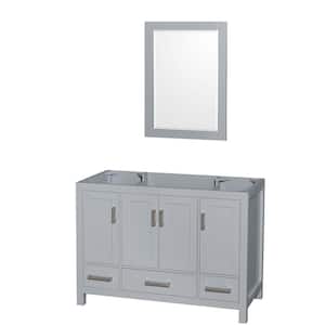 Sheffield 47 in. W x 21.5 in. D x 34.25 in. H Single Bath Vanity Cabinet without Top in Gray with 24" Mirror