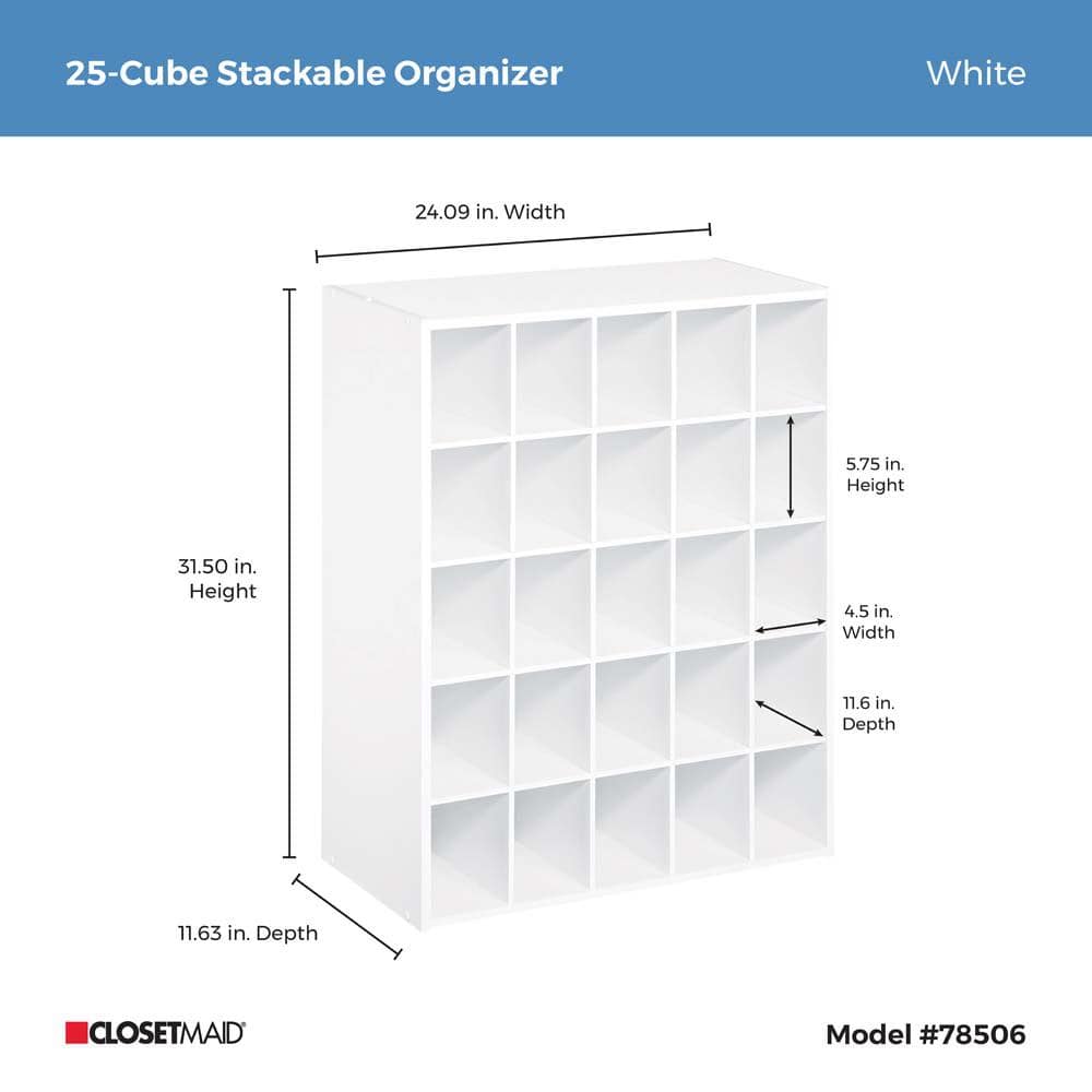 White Stackable 25-Compartment Shoe Organizer