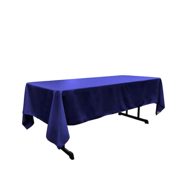 LA Linen Polyester Poplin 60 in. x 126 in. Royal Blue Rectangular Tablecloth