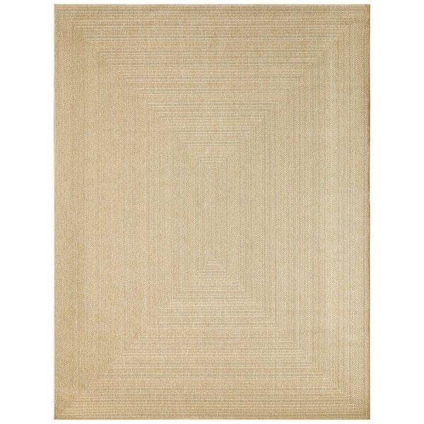 Nourison Tulum Taupe Ivory 8 ft. x 10 ft. Linear Contemporary Area Rug