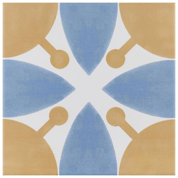 Merola Tile Revival Leaf Encaustic 7-3/4 in. x 7-3/4 in. Ceramic Floor and Wall Tile (0.42 sq. ft./Each)