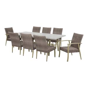 Solace Hill 9-Piece Padded Wicker Outdoor Dining Set