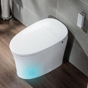 Elongated Tankless Smart Bidet Toilet 1.0/1.6 GPF in White with Auto Flush,Foot Sensor,Heated Seat ,Power Outage Flush