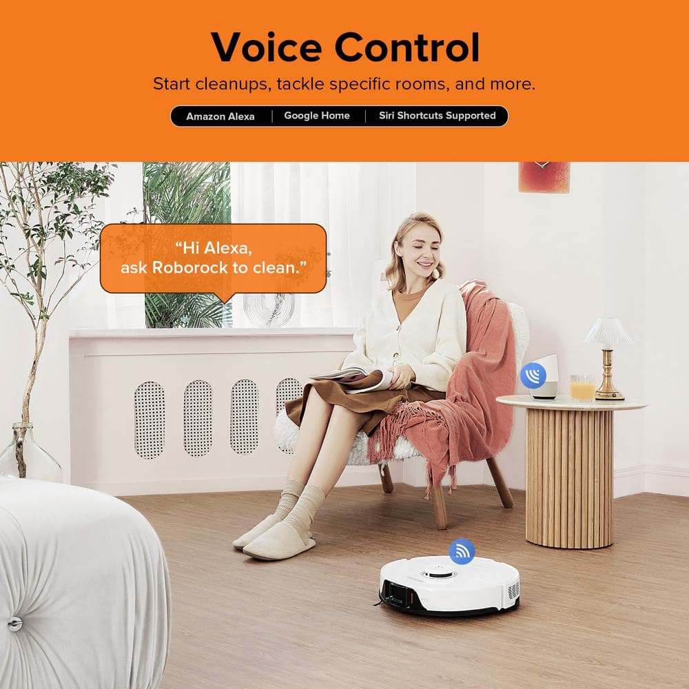 Roborock S8 White Cordless Robot Vacuum and Mop with Smart Mapping