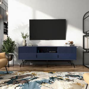 Yaztra Blue TV Stand Fits TV's up to 65 in. with 3-Drawers