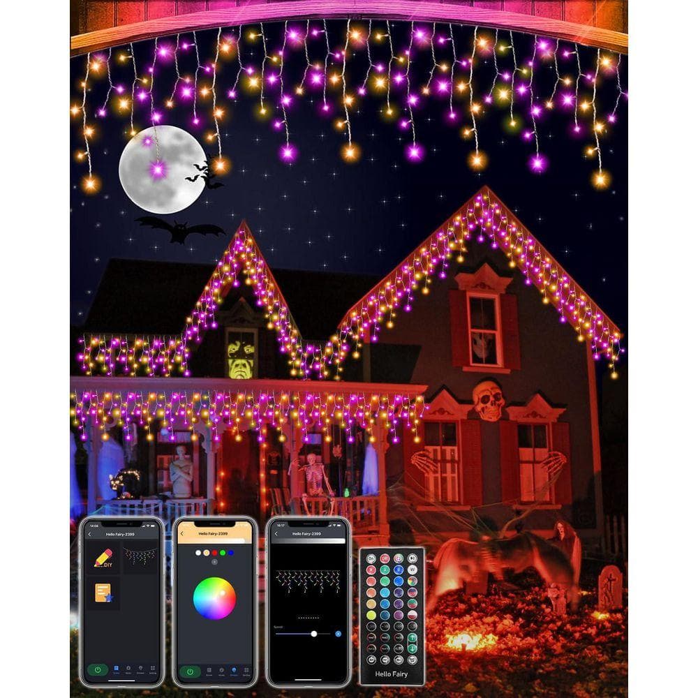 30m Outdoor Icicle Christmas Lights - Warm White & Multicolour LED - Mains Powered