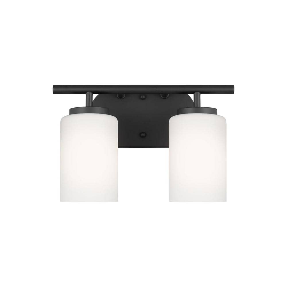 Midnight Black Bronze 2-Light Vanity Fixture with Opal Glass