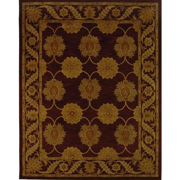 SAFAVIEH Heritage Maroon 8 ft. x 11 ft. Border Area Rug
