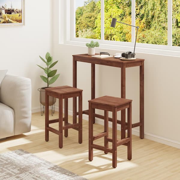 Hotormer 38 in. Teak Standard Rectangle Solid Acacia Wood Console Table Entryway Table Narrow Hall Table Sofa Table