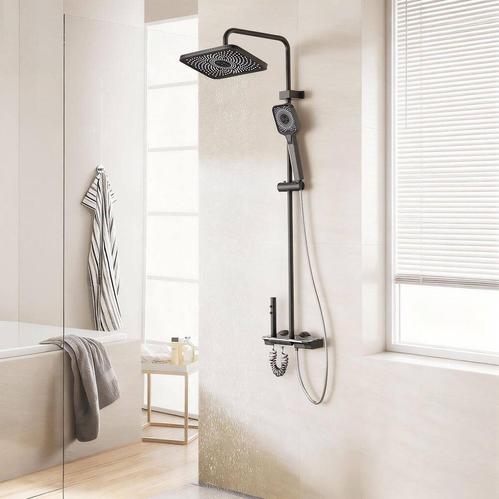 3-Handle 3-Spray Shower Faucet 2.5 GPM with Adjustable Head, Wall Mount in Black, with Valve Included price history on PriceWatchPro