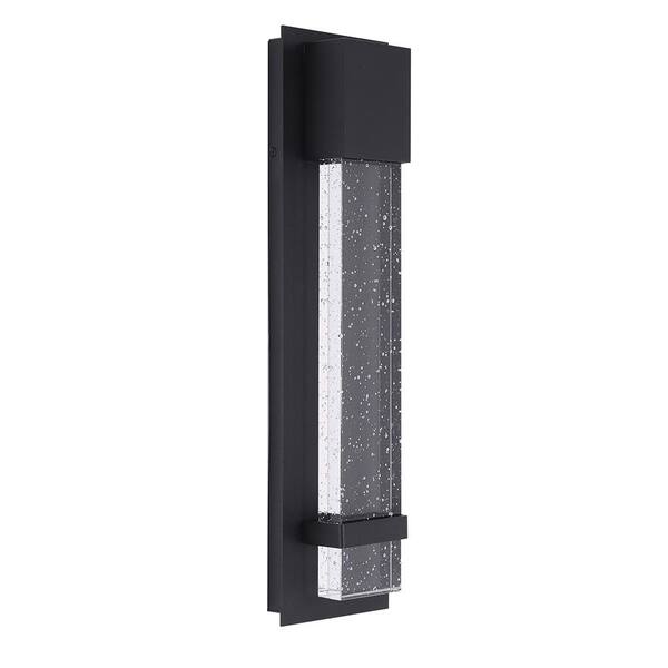 Eglo Venecia 4.76 in. W x 17.99 in H 1-Light Matte Black Integrated LED Outdoor Wall Lantern Sconce with Clear Seeded Glass