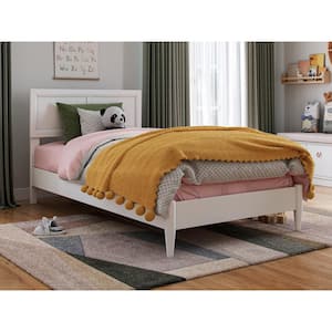Sophia White Solid Wood Frame Twin Low Profile Platform Bed