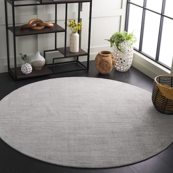 Mirage 6 ft. x 6 ft. Gray Solid Distressed Round Area Rug