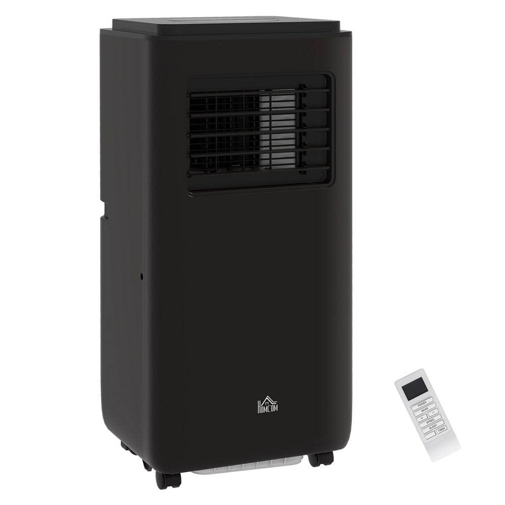 HOMCOM Black 10,000 BTU Portable Air Conditioner Cools for Rooms Up to 440 Sq. Ft., 5-in-1 AC Unit and Dehumidifier with Remote