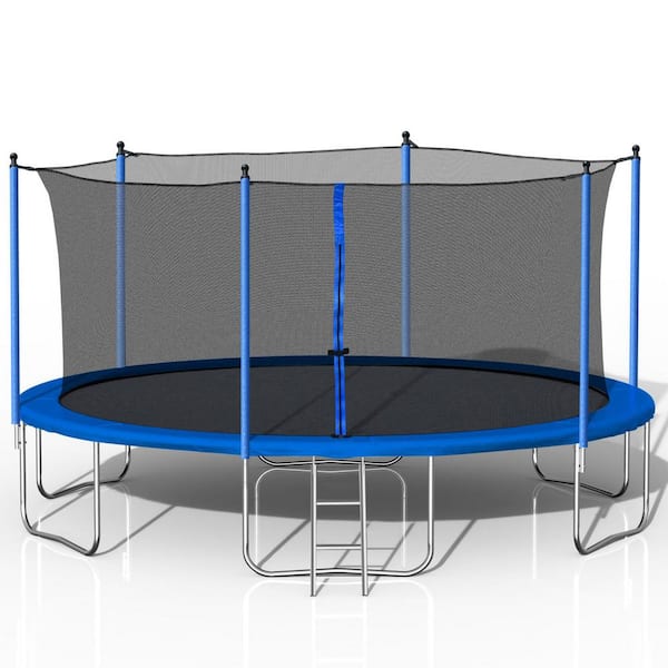 Miscool Anky 14 ft. Blue Iron+Plastic Trampolines with Basketball Hoop ...