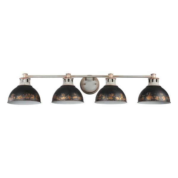 Kinsley 9.25 in. 4 Light Silver Vanity Light with Antique Black Iron