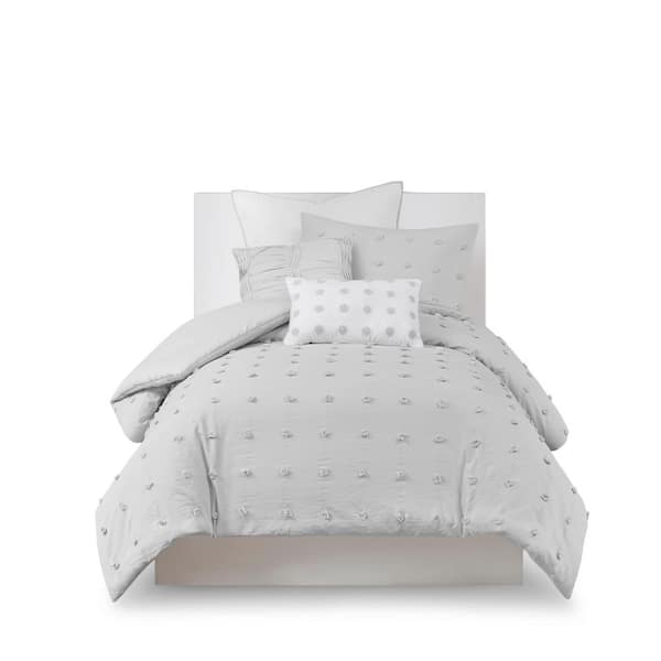 Intelligent Design Maize 5-Piece Grey Cotton Twin/Twin XL Comforter Set