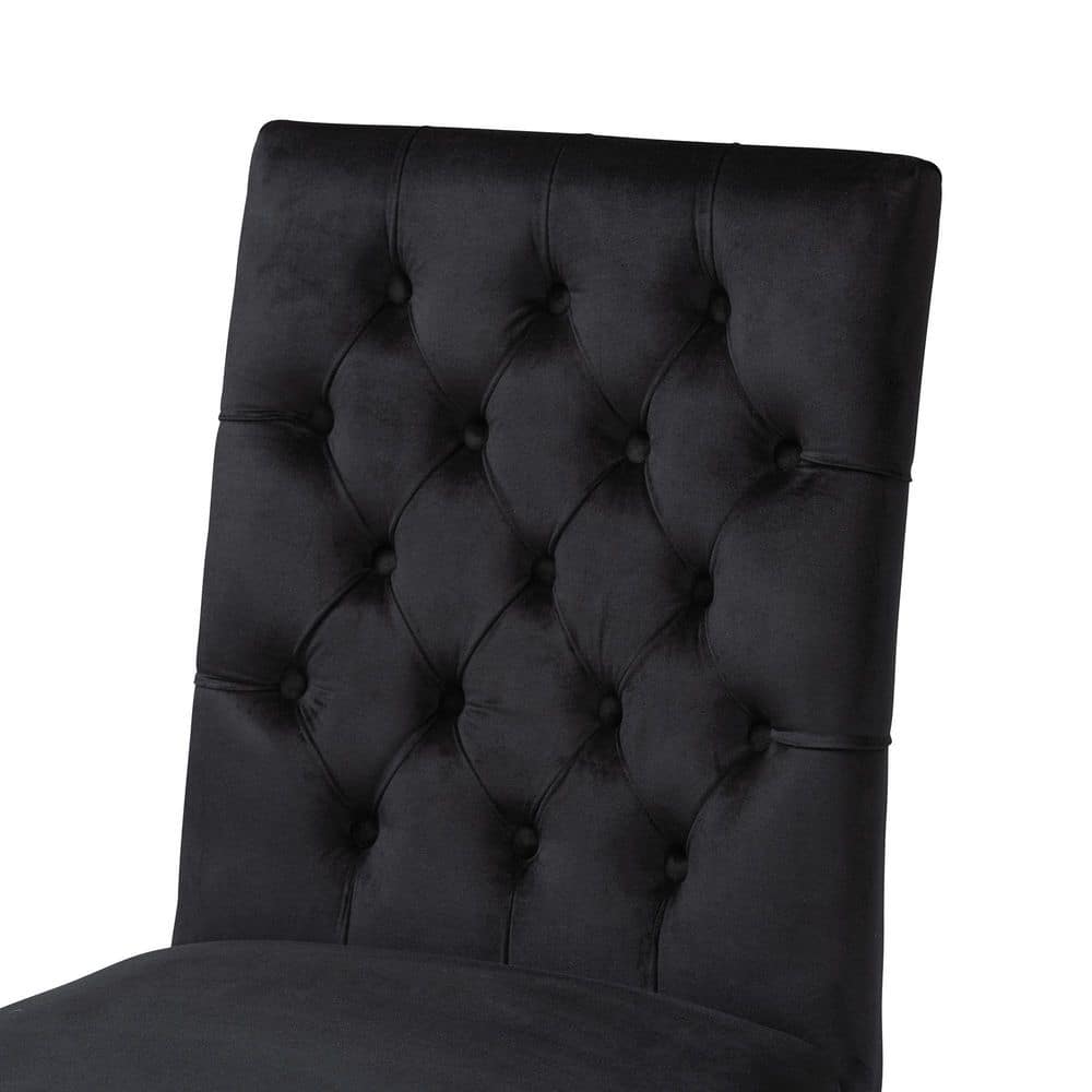 Black Velvet and Gold Upholstered Dining Side Chair Set