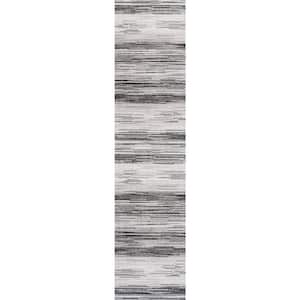 Austin Gray/Black 2 ft. x 8 ft. Gradient Striped Runner Rug