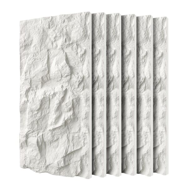 White Marble 3D Faux Rock Stone PU Wall Panels Lightweight Textured Wainscoting for Interior Accent Walls(6 PC)