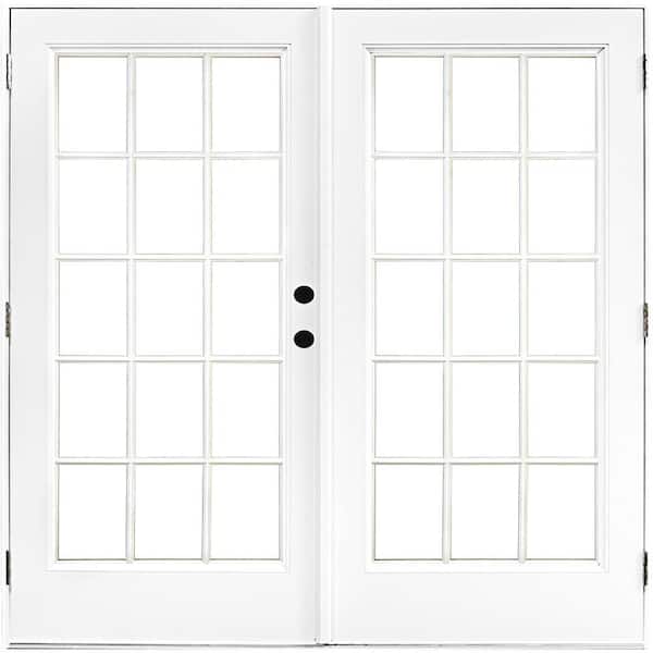 MP Doors 72 in. x 80 in. Fiberglass Smooth White Left-Hand Outswing Hinged Patio Door with 15-Lite SDL