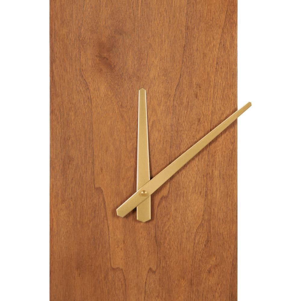 24" Walnut Brown and Gold Metal Round Wall Clock