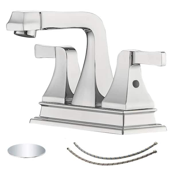 matrix decor 4 in. Centerset Double Handle Bathroom Faucet with Drain Assembly Included in Chrome