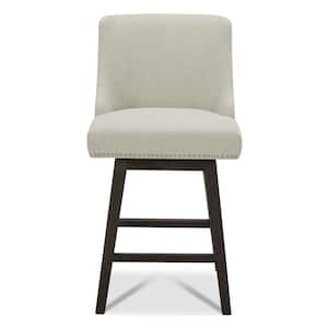 Martin 26 in. Linen High Back Solid Wood Frame Swivel Counter Height Bar Stool with Fabric Seat