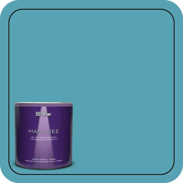 BEHR MARQUEE 1 qt. #M470-5 Explorer Blue One-Coat Hide Eggshell Enamel Interior Paint & Primer