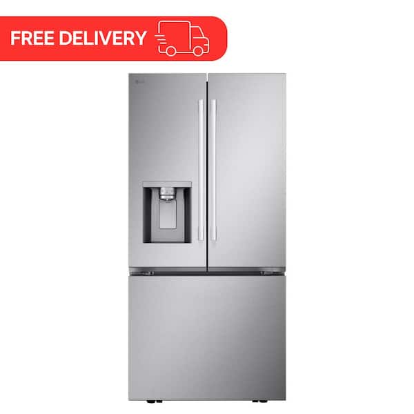 33 in. 25.1 Cu. Ft. Standard Depth French Door Refrigerator in Print Proof Stainless Steel with Filtered Ice and Water