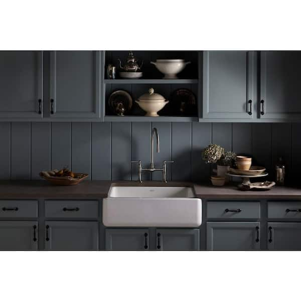 Kohler Whitehaven Farmhouse Apron Front Cast Iron 30 In Single Bowl Kitchen Sink In Basalt K 6487 Ft The Home Depot