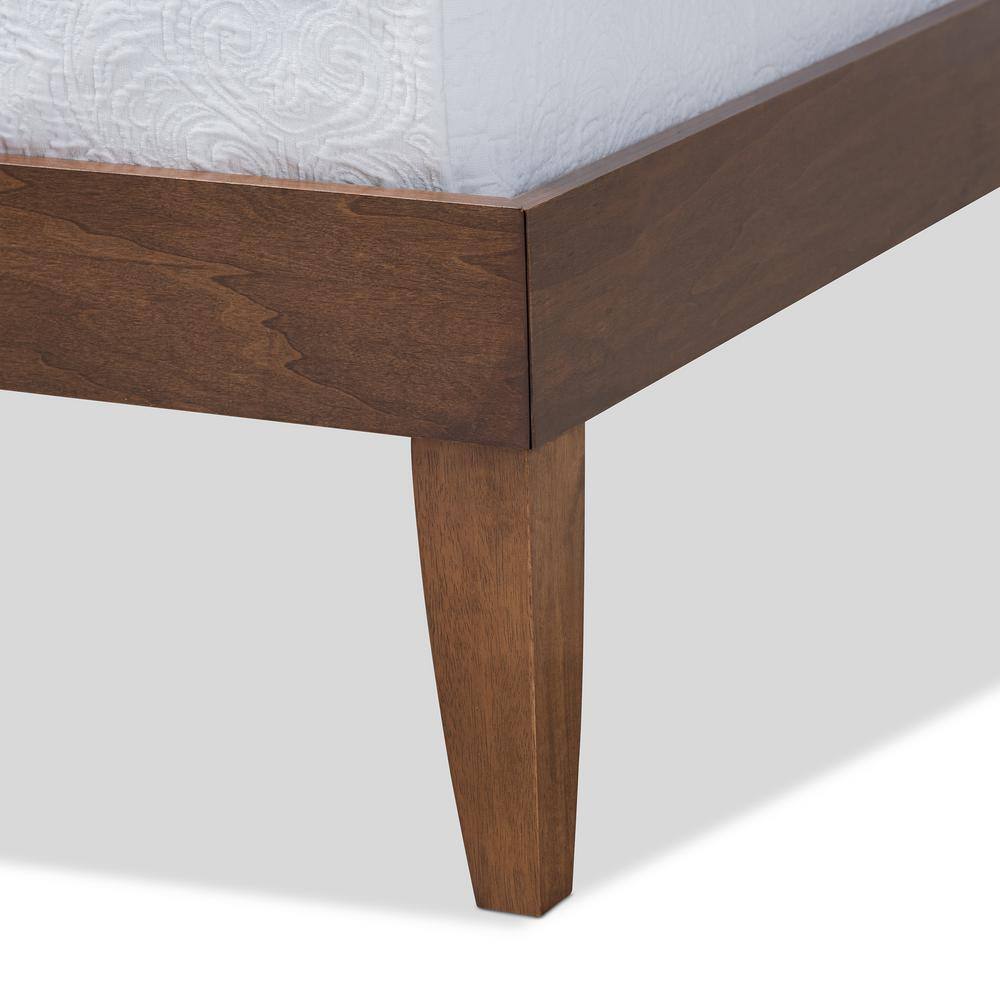 Twin Walnut Wood Platform Bed Frame with Graduated Legs