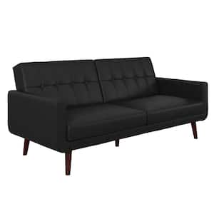 Fay Black Faux Leather Upholstered Modern Futon