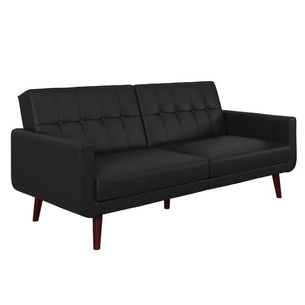 DHP Fay Black Faux Leather Upholstered Modern Futon
