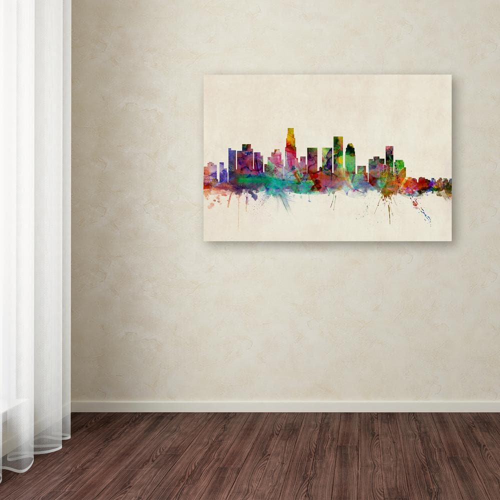 Colorful Los Angeles Cityscape Canvas Art in 25" x 20" Frame
