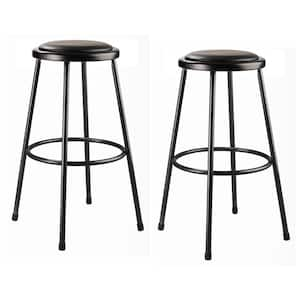 30 in. Black Heavy Duty Steel Frame, Vinyl Padded Stool (Pack of 2)