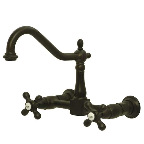 Heritage 2-Handle Wall Mount Standard Kitchen Faucet in Oil Rubbed Bronze