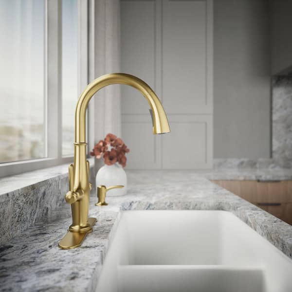 KOHLER Pannier Two-Handle Pull Down Sprayer Kitchen Faucet in